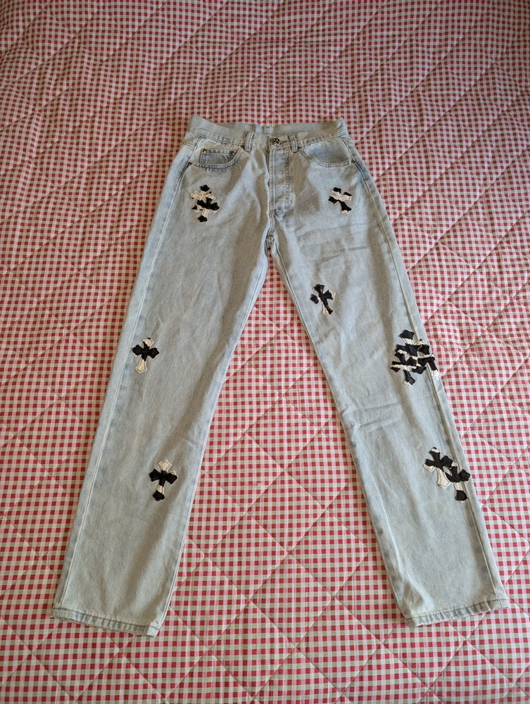 Chrome Hearts Zebra Cross Patch Denim Jeans