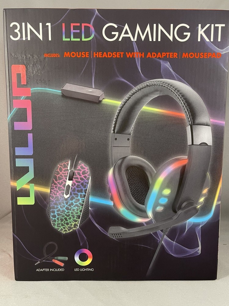 New LVLUP 3-Piece LED Gaming Kit - Headset, Mouse, and Mousepad Bundle