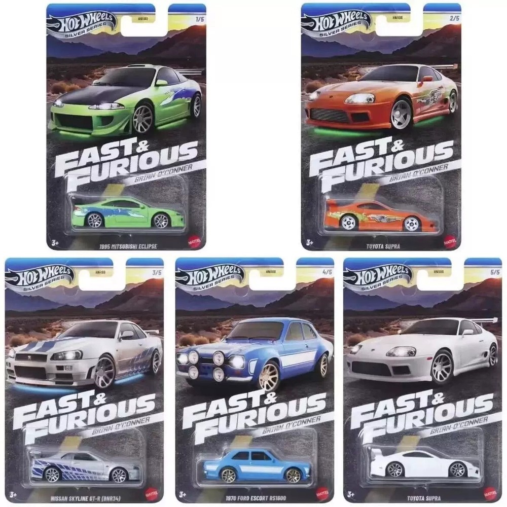 Hot Wheels- Fast & Furious ( Brian O'Conner)  1/64 - New Set of 5