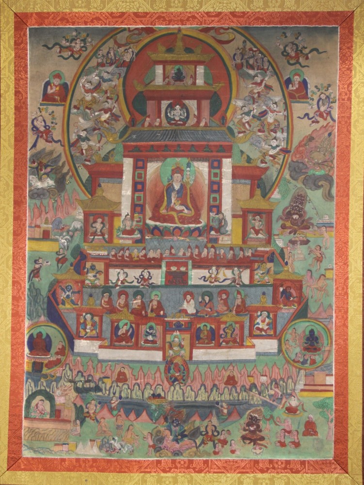 Vintage 19th Century Tibetan Buddhist Thangka of Padmasambhava