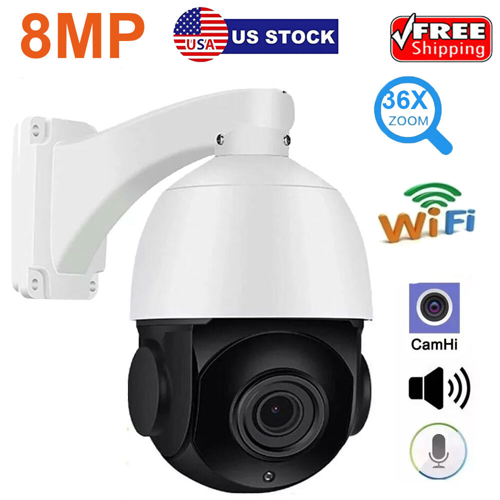 Camera 8MP 36X POE Track IP Card 4k ZOOM CamHi Humanoid Speed Auto MIC IR PTZ