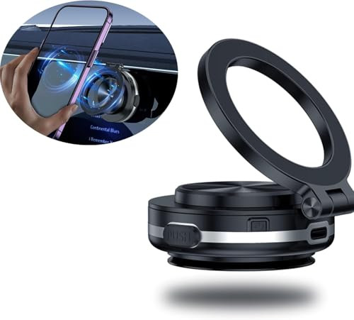 2025 Upgraded Magnetic Car Phone Mount with Strong Vacuum Suction  