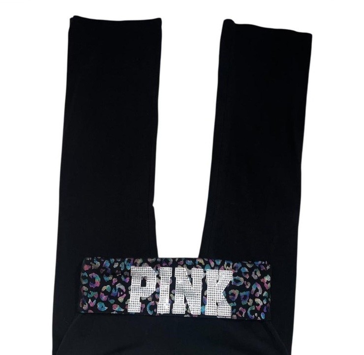 Y2K VS PINK Bling Flare Yoga Pants- Rainbow Foil Leopard-Size M-SUPER RARE