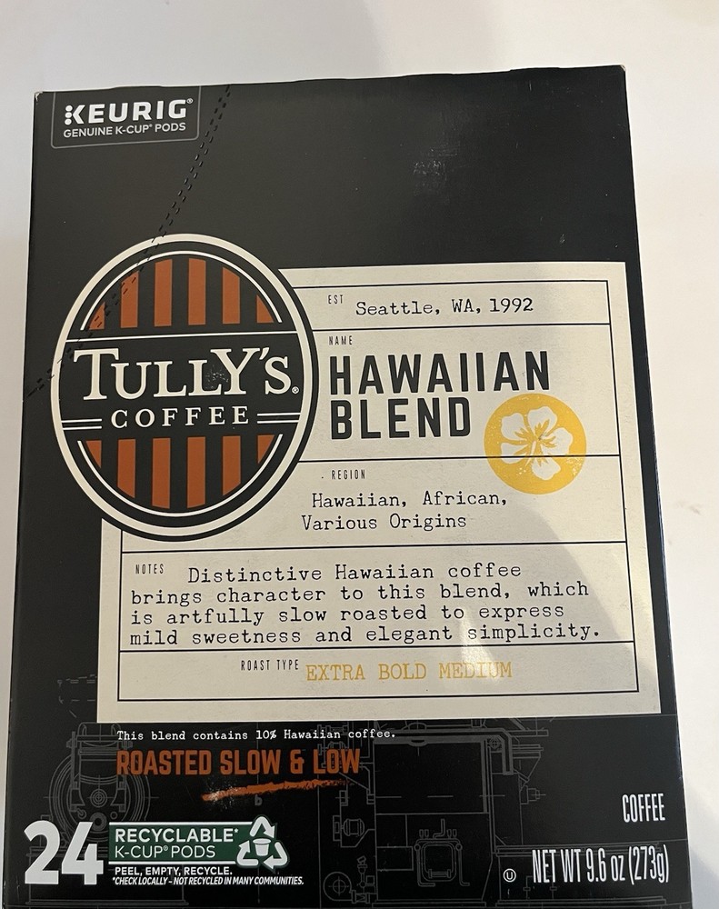 Tully's Coffee Hawaiian Blend Keurig Single-Serve K-Cup Pods. (24 K-cup Pods)