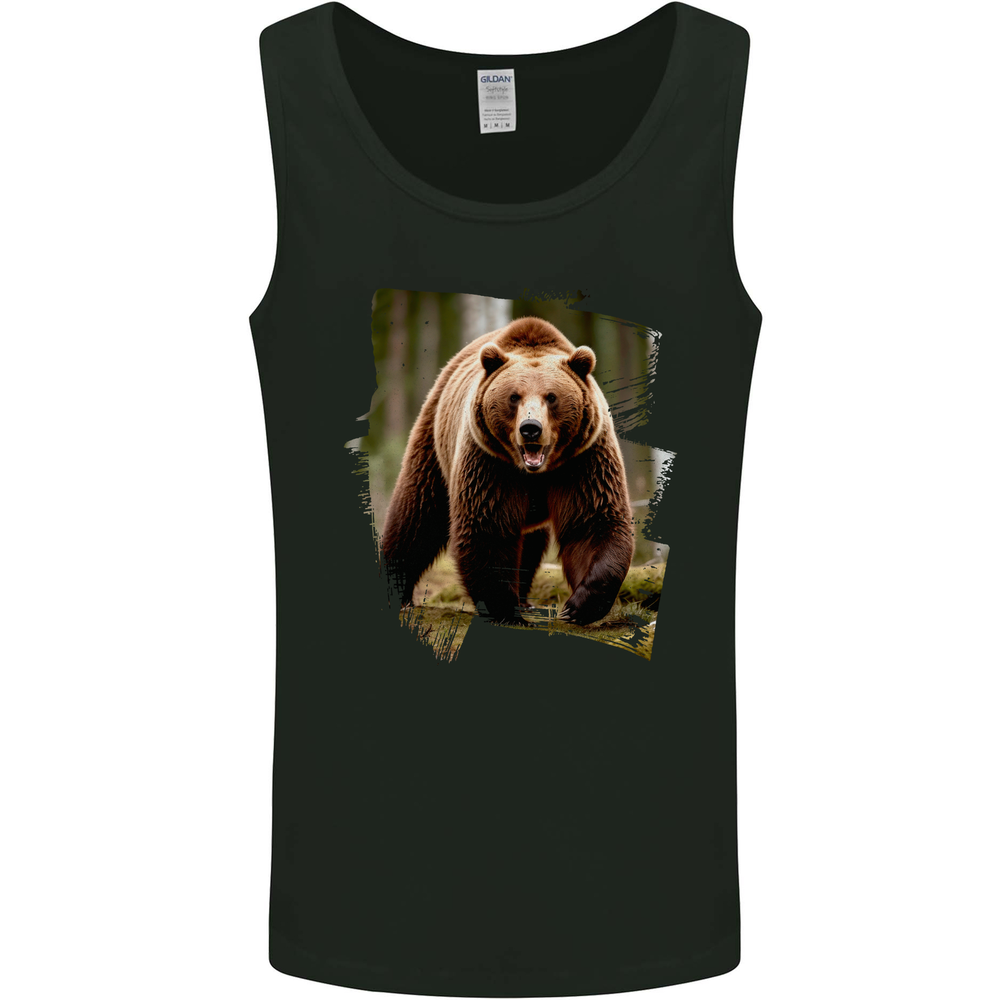 Grizzly Bear Print Mens Sleeveless Vest Tank Top  