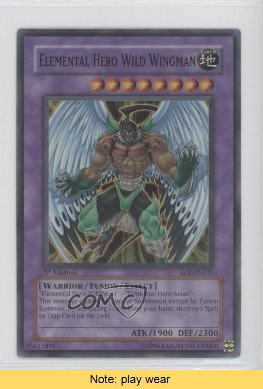 1st Edition SR Elemental HERO Wild Wingman YuGiOh EOJ-EN035 0b2