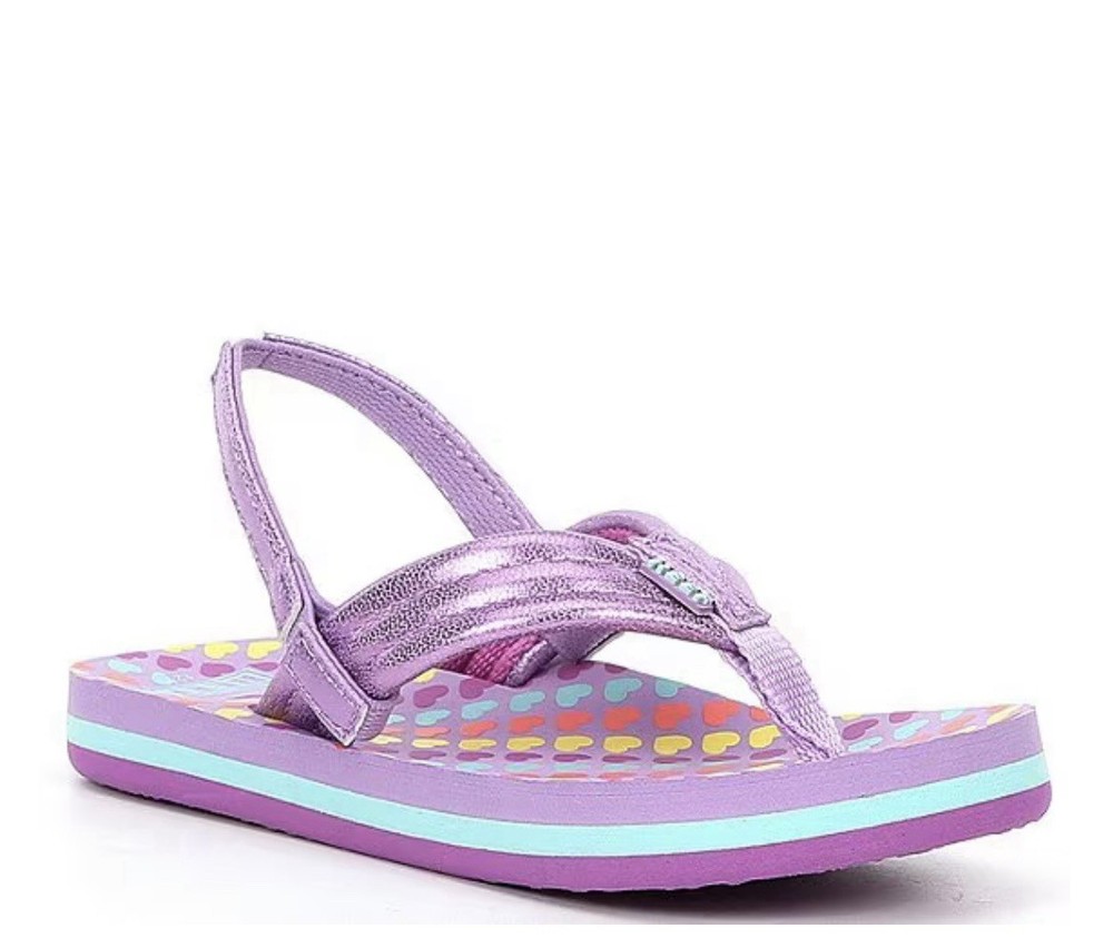 Reef Kids Little Ahi Flip Flop Hearts purpleNEW 3/4