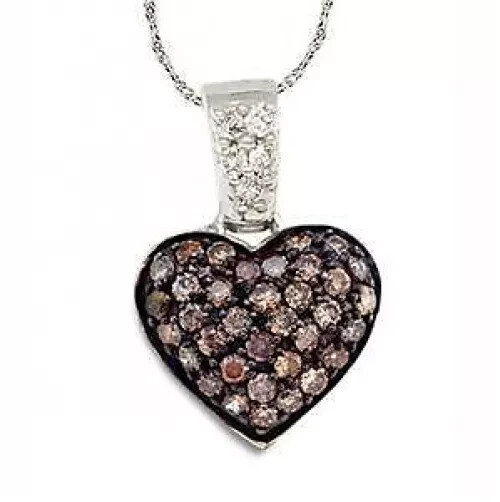 Round Cut Simulated Diamond Heart Women Pendant 14K White Gold Plated with Chain