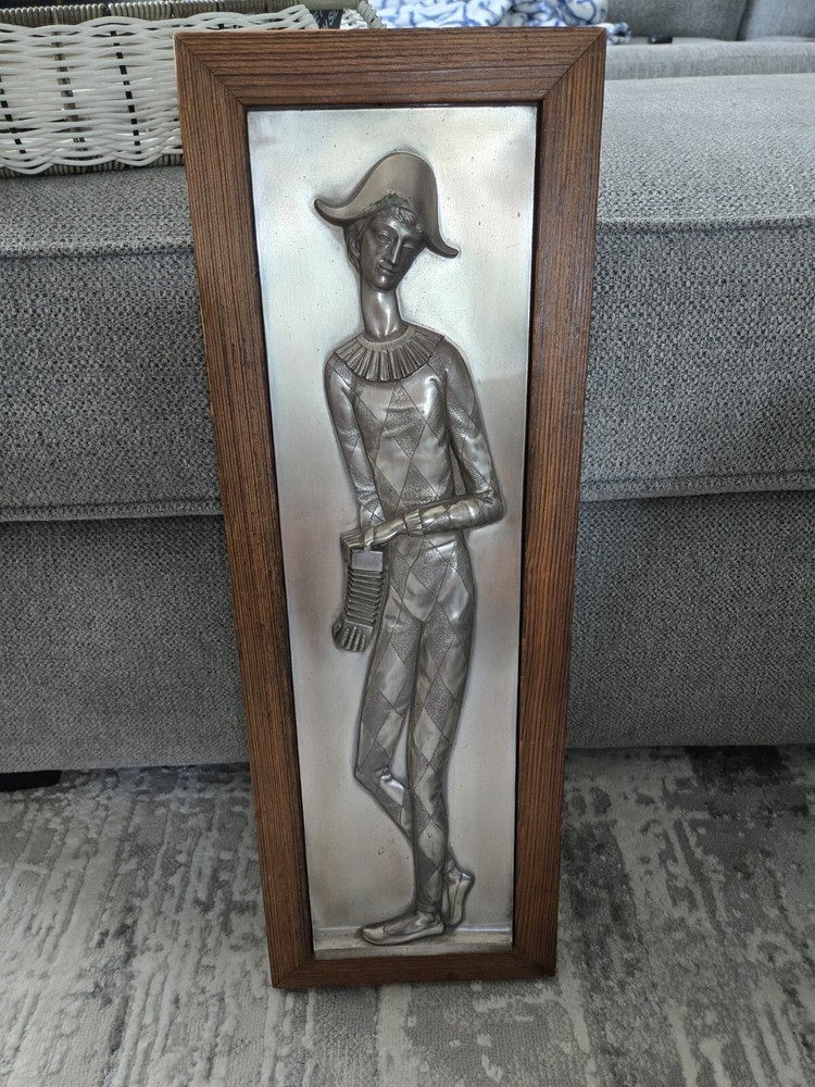 Vintage 3D Relief Wall Art Harlequin Jester Decor with Frame