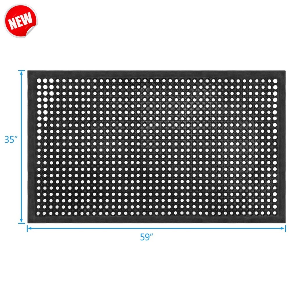 Heavy Duty Outdoor Rubber Floor Mat Anti-Slip for Garage, Restaurant, Kitchen