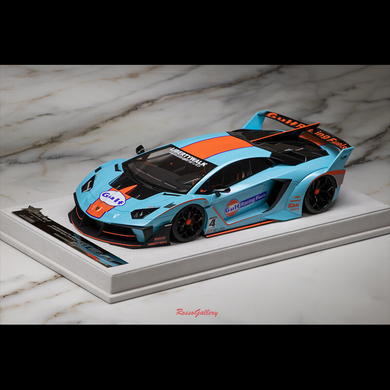 Fuelme 1:18 LB Works Lamborghini AVENTADOR GT EVO Diecast Model Car Gulf Blue