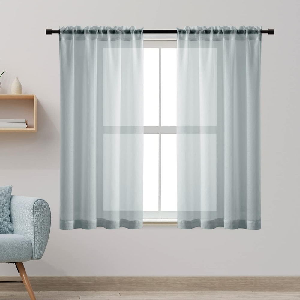 Half Curtains for Windows,48 Inch Length,Sheer Short Curtains for Bedroom,Small