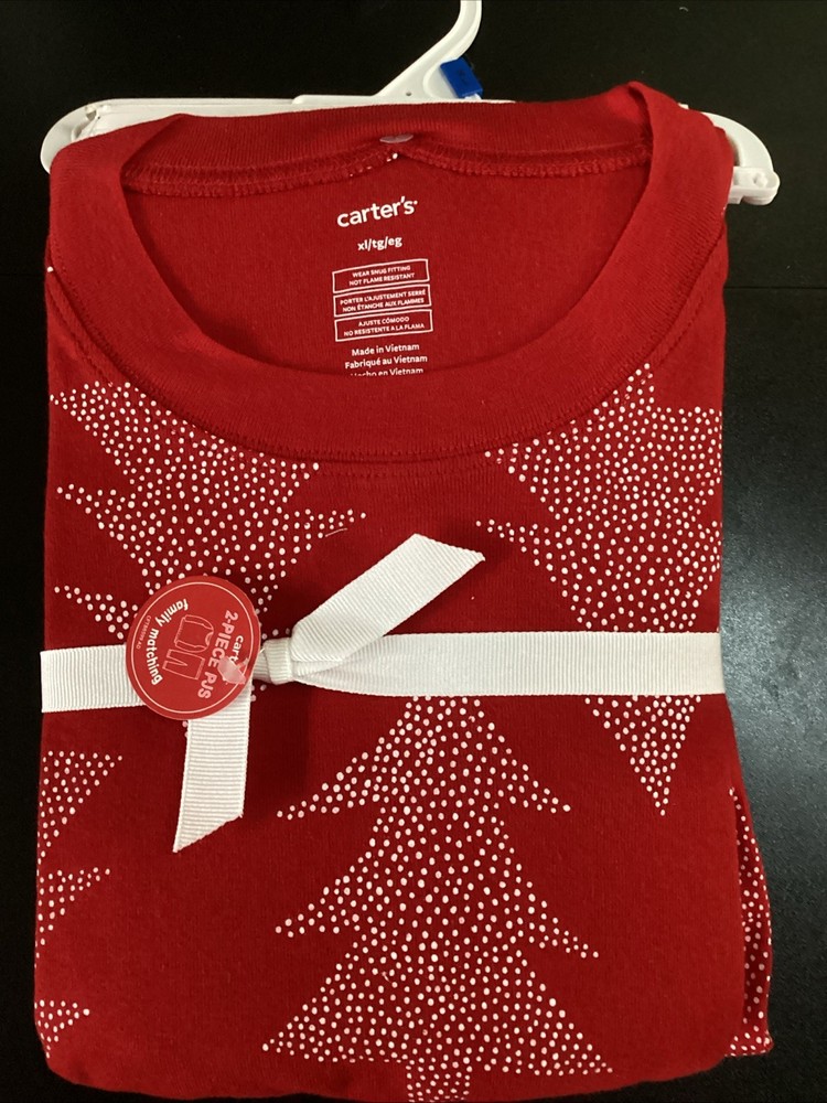 Carters Red And White Christmas Tree Pajamas Set Adult Size XL