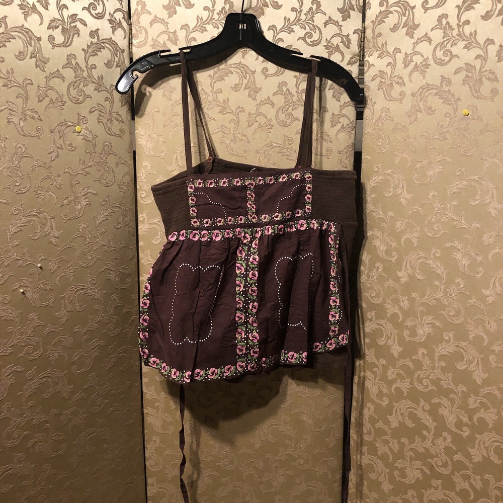 24 FLASH SALE! Free People Vintage Y2K Floral Handkerchief Apron Top Size M-image