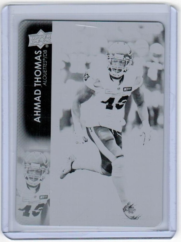 2022 Upper Deck CFL Printing Plate 116 Ahmad Thomas 1/1 Montreal Alouettes