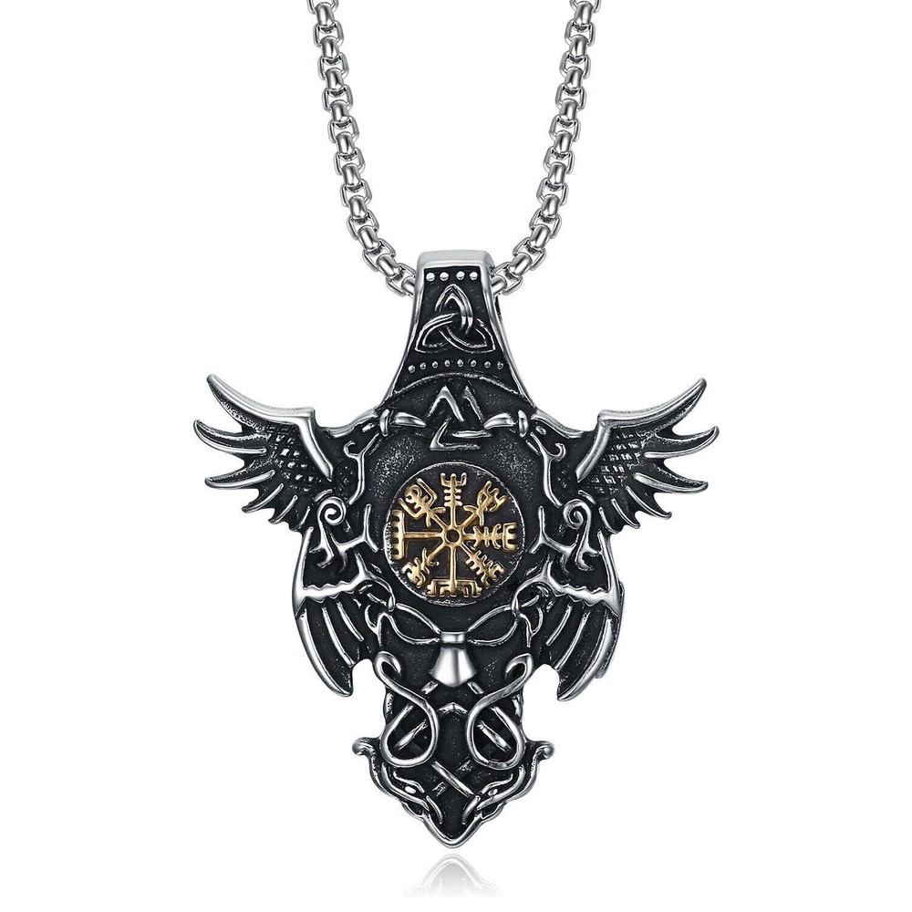 Men's Personalized Viking Style Punk Knot Wing Hip Hop Pendant Necklace Jewelry