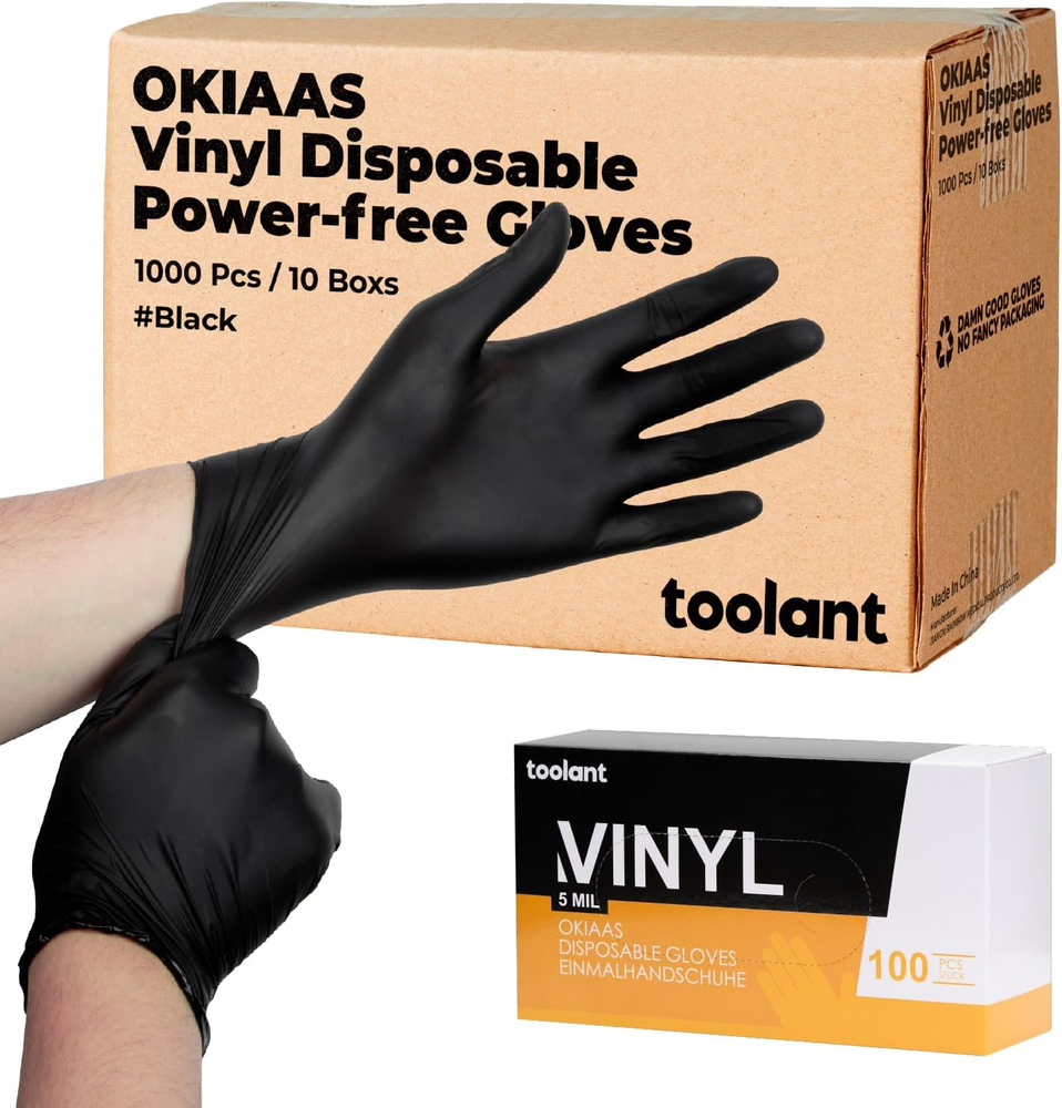 Black Pink Vinyl Disposable Gloves Latex Free Food Grade 5 Mil for Cooking Cleaning