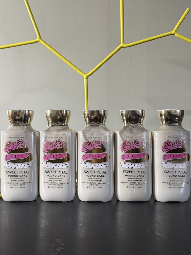 5 New SWEET PETAL POUND CAKE 🧁 BATH & BODY WORKS BODY LOTION CREAM