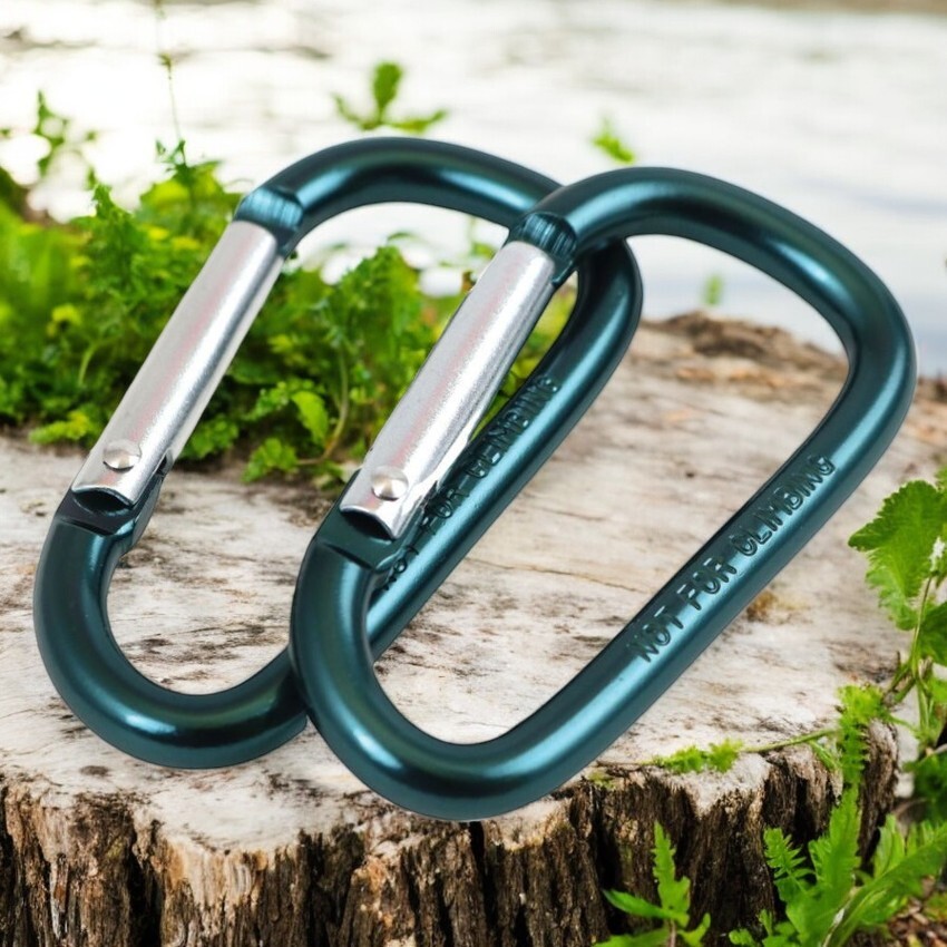 Upgrade your backpacking gear with Coghlan's 2-pack teal blue green carabiners featuring spring gate design