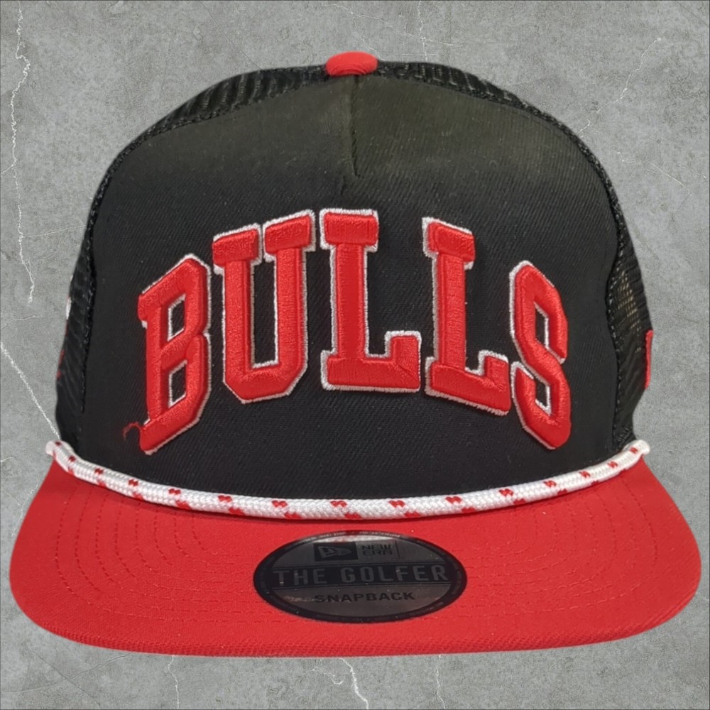 New Era Chicago Bulls Golfer Snapback Rope Cap OSFM Black Red White