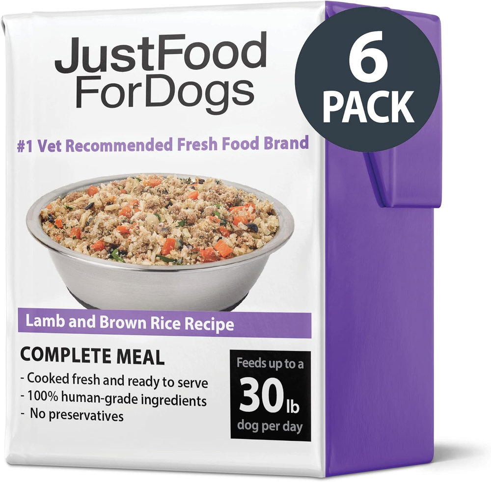 JustFoodForDogs Pantry Fresh Dog Food, Human Grade Lamb & Brown Rice 6 Pack