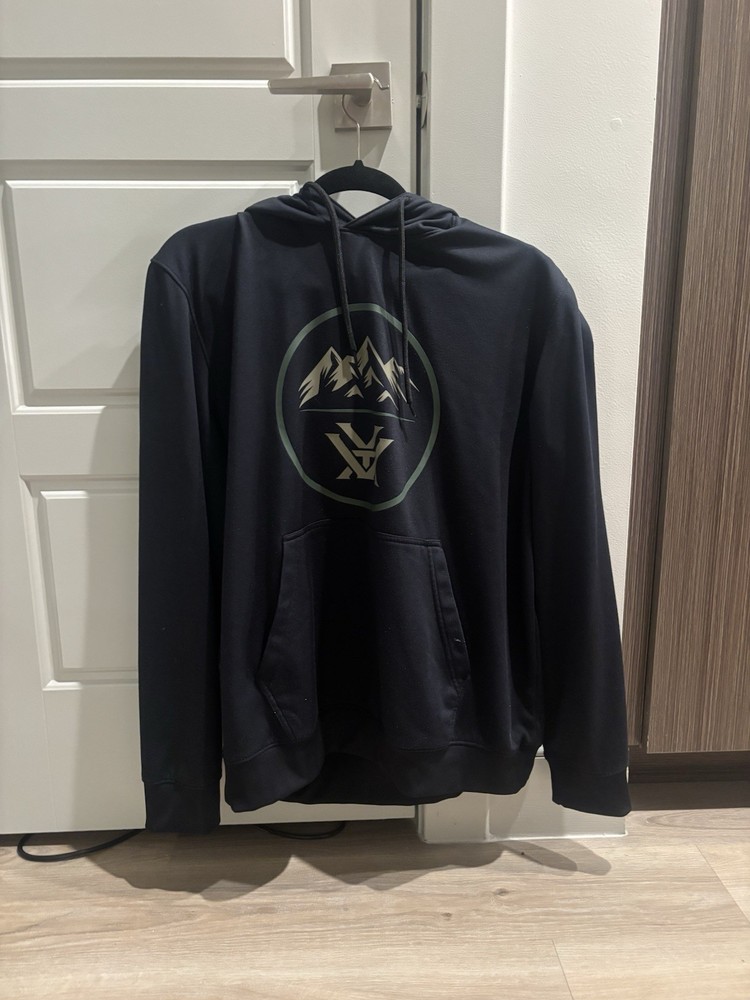 Vortex Hoodie Mens L  Black Camo Sweatshirt Pullover Scope Optics Firearms Hood
