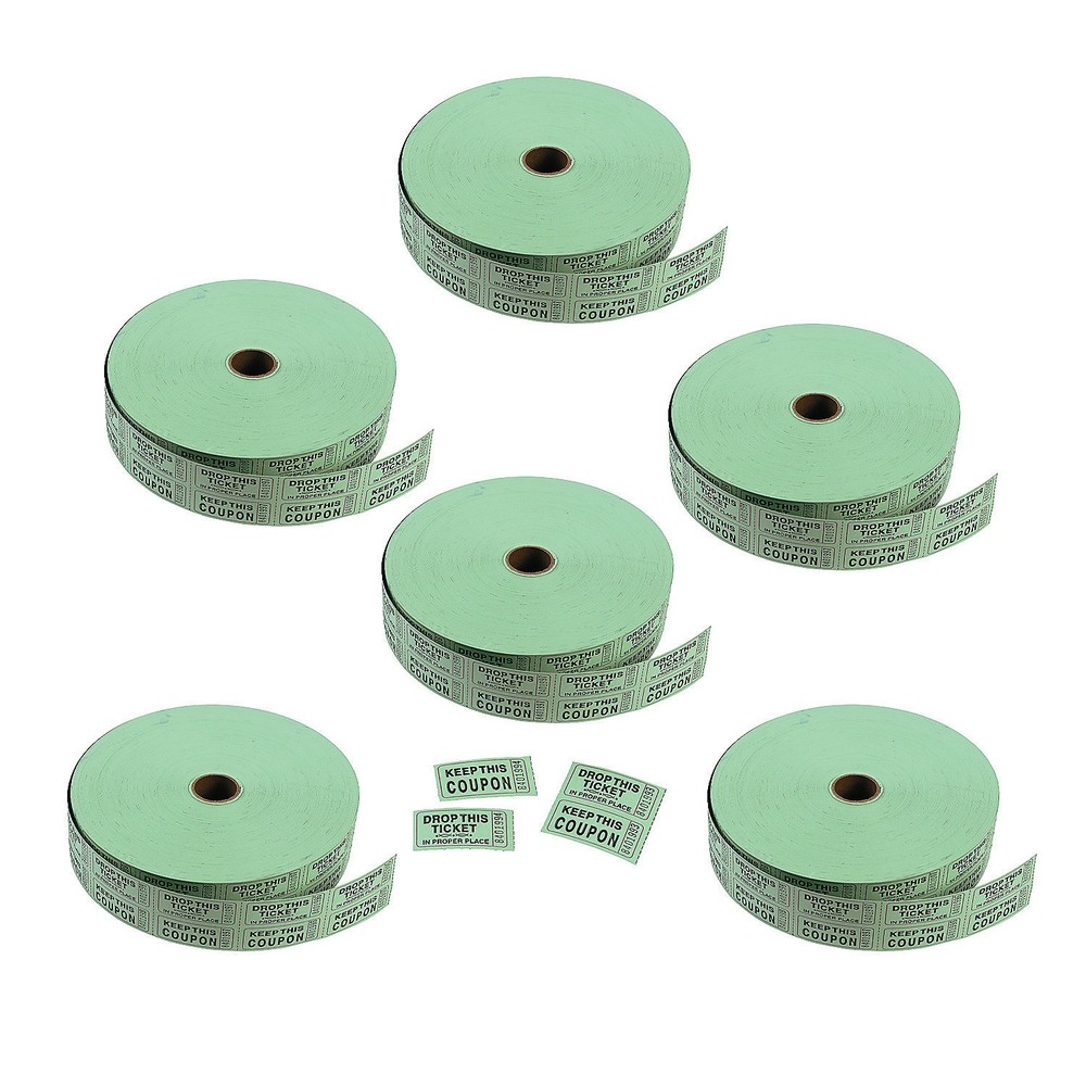 Fun Express Bulk 12,000 Pieces Green Coupon Double Roll Tickets-image