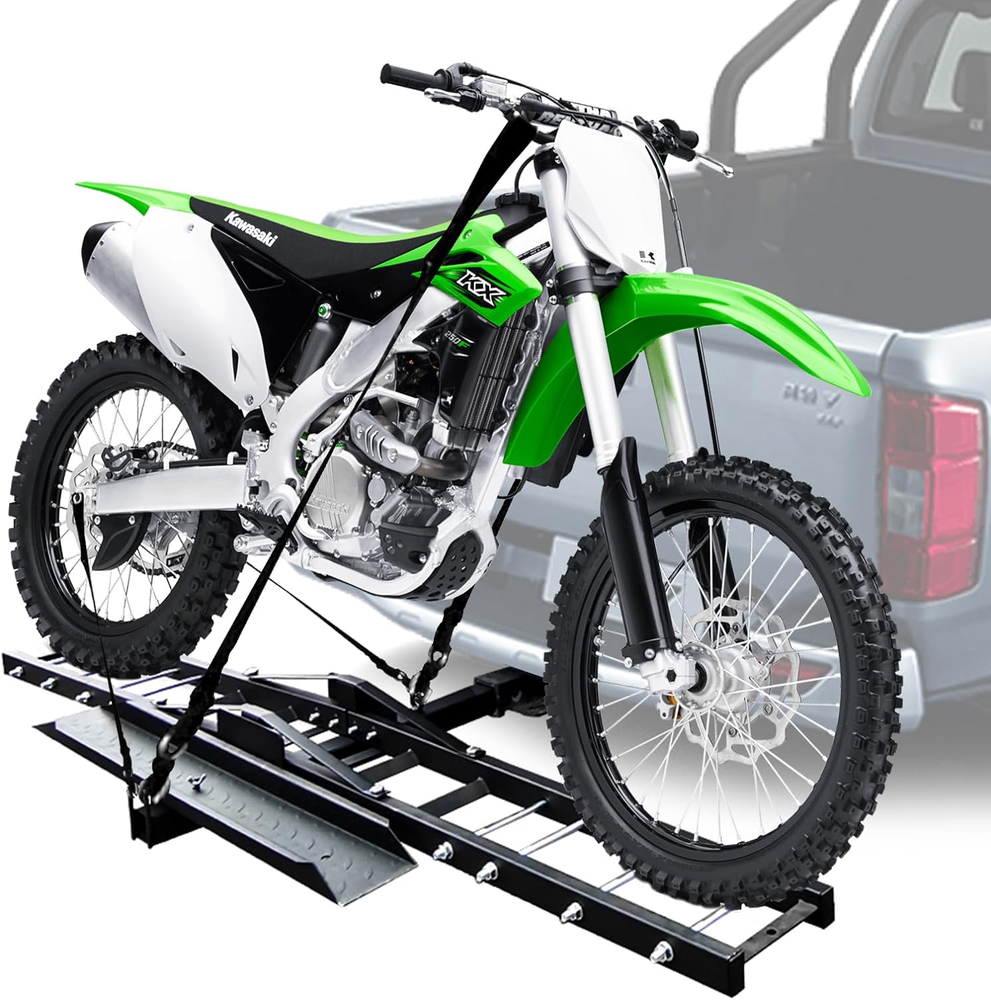 Motorcycle Hitch Carrier, 500LBS Heavy Duty Steel Dirt Bike Carrier with Loading