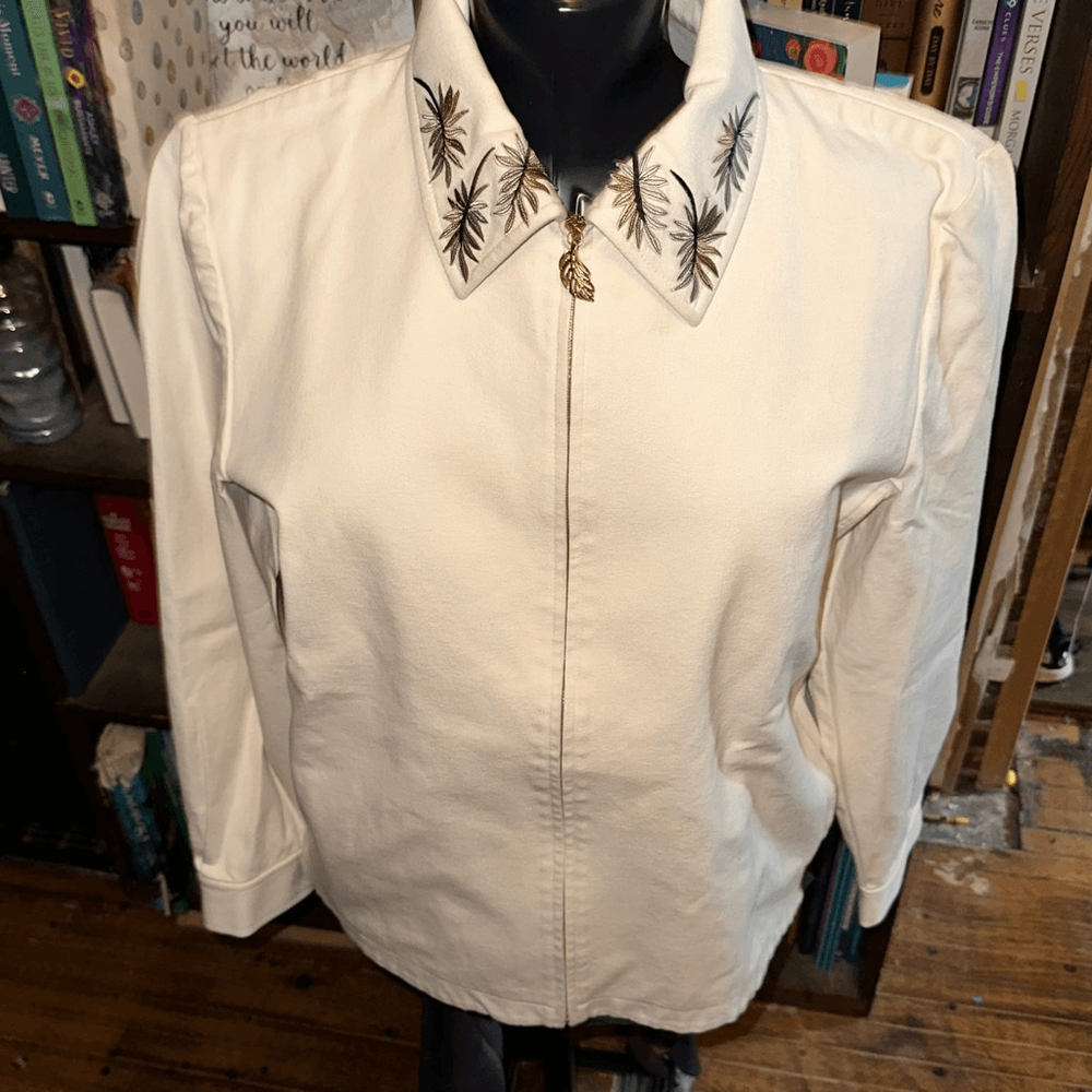 St Johns embroidered palm tree L dog show style zip jacket