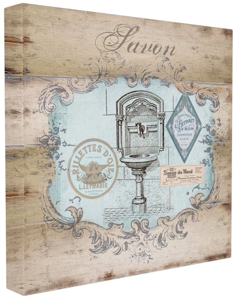 Stupell Home Décor Savon Wood Look Bath Stretched Canvas Wall Art, 17 x 1.5 x...