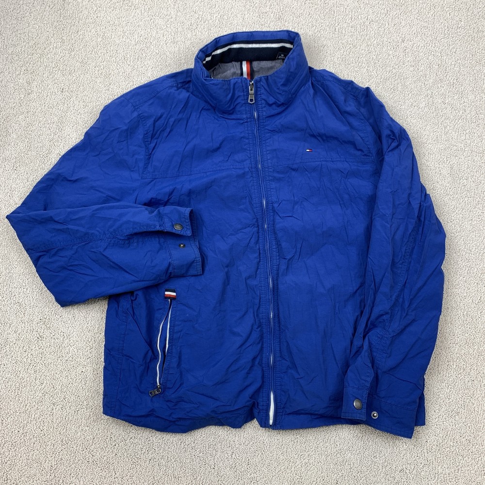 Tommy Hilfiger Men's XL Blue Nylon Casual Zippered Jacket Outerwear