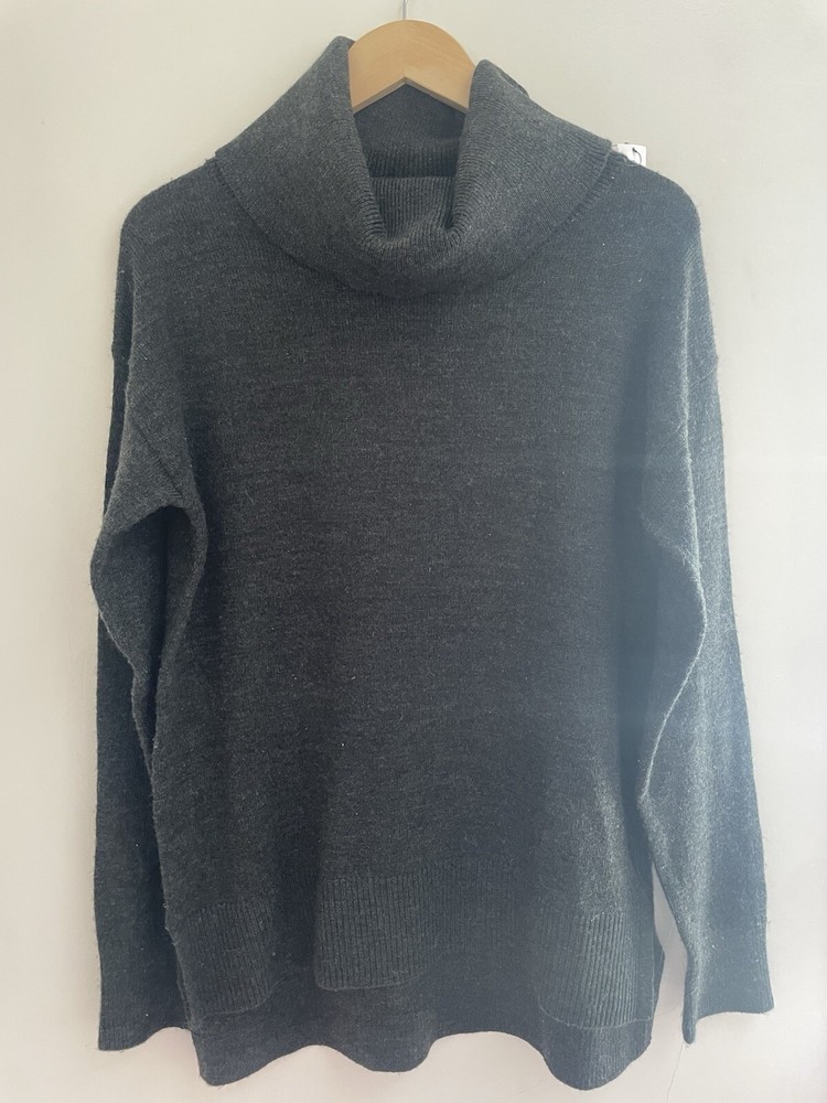 Banana Republic Women Gray Rib-Knit Turtleneck Sweater Size M