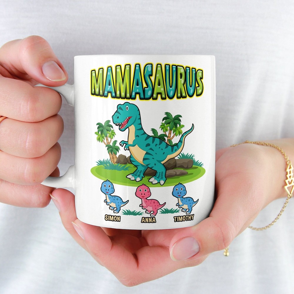Mamasaurus Mug Personalized Dinosaur Mug For Mom Mamasaurus T Rex Gift Fam008