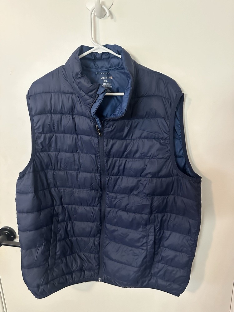 SWISS TECH Mens Navy Lightweight Nylon Puffer Vest Sleeveless Zip-Up XL  