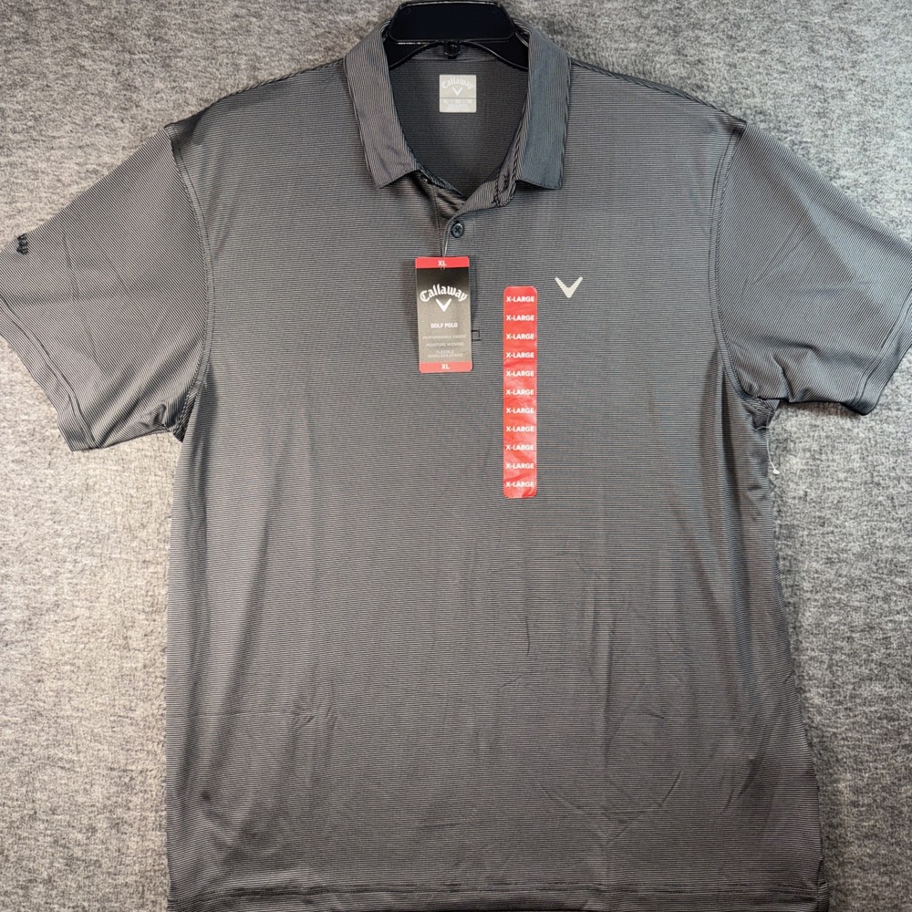 Callaway Men's XL Performance Wicking Short Sleeve Golf Polo Caviar Stripe