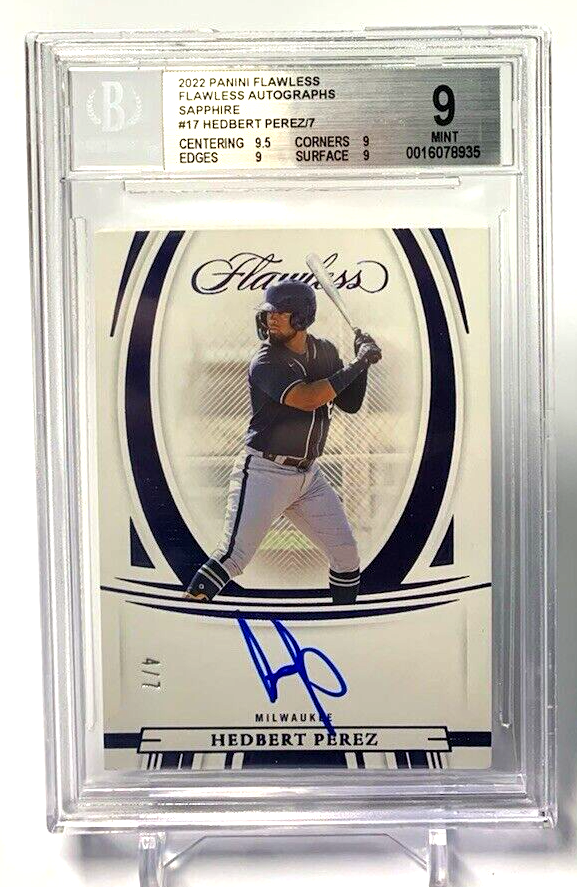 2022 Panini Flawless Autographs Sapphire #FLA-HP Hedbert Perez 4/7 BGS 9 Mint
