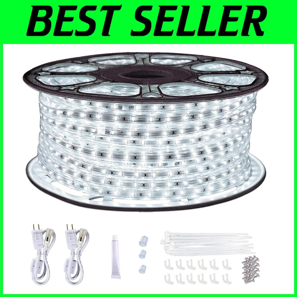 Daylight White LED Rope Lights 150ft: Waterproof & Dimmable