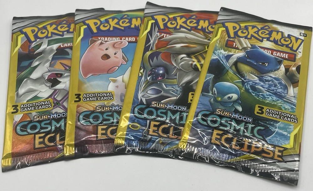 Pokemon Sun Moon Cosmic Eclipse 3-Card Booster Pack Full Art Set