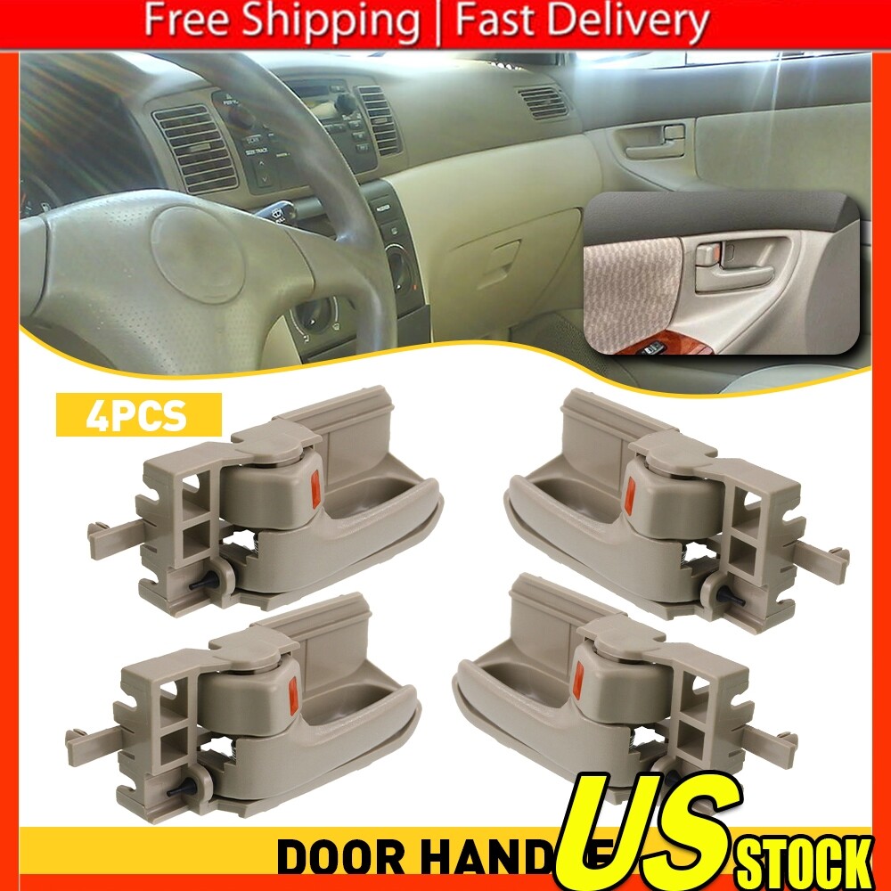 4Pcs Front Rear LH RH Door Handle Set For 2003-2008 Toyota Corolla Beige/Black