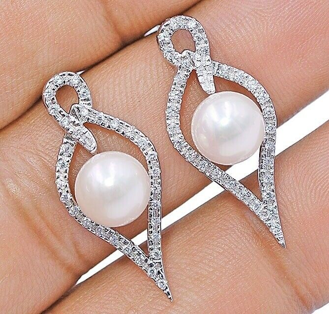 Freshwater Pearl Topaz 925 Sterling Silver Earrings Jewelry Y1-2