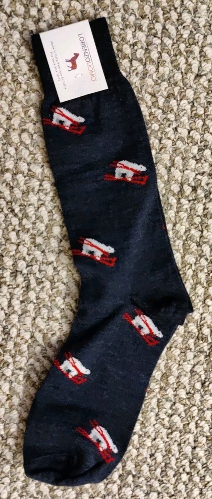 Lorenzo Uomo Men's Dress Socks 1-Pair Italian Cotton Size 10-13 New With Tags