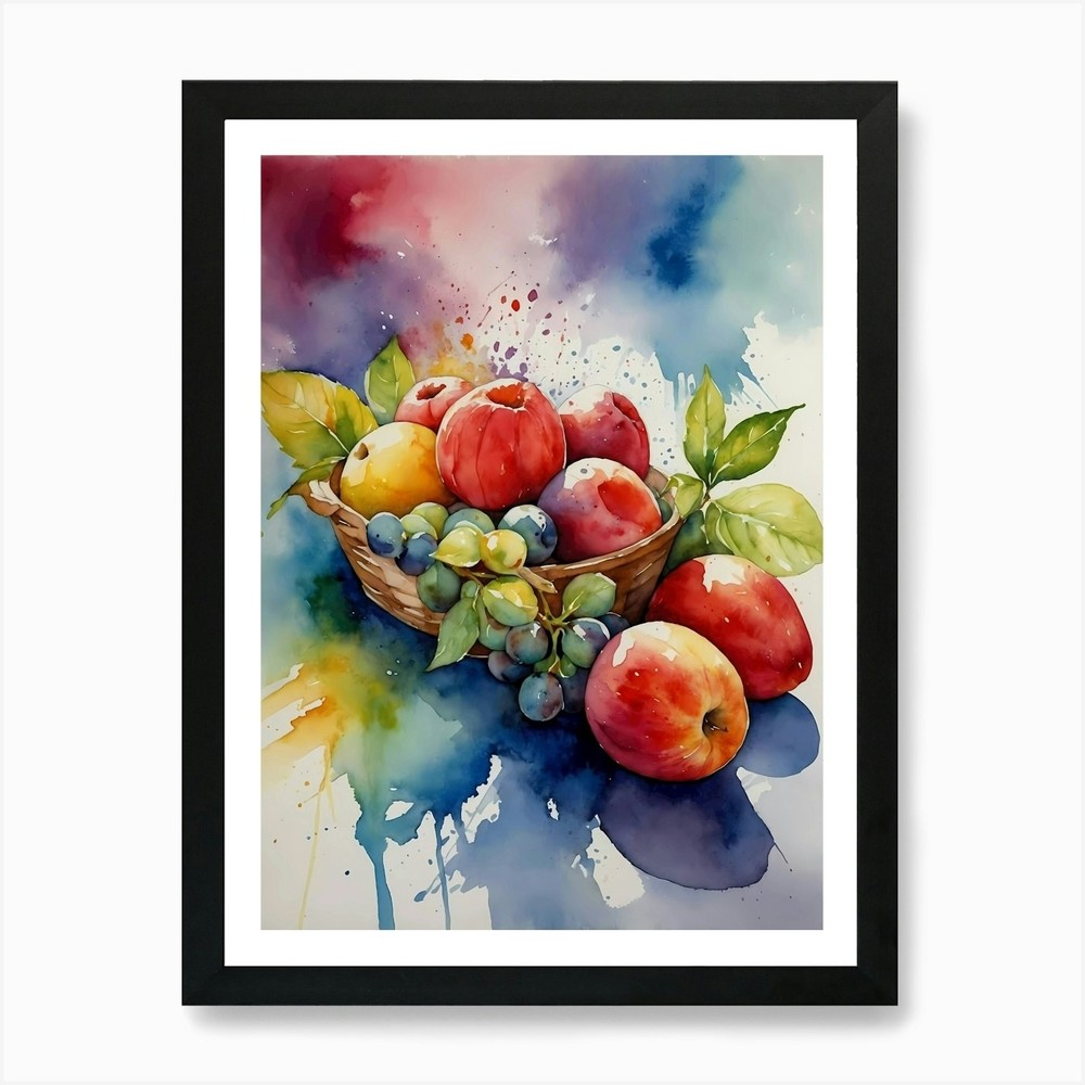 Basket Of Fruit Art Print Framed Wall Art Poster Canvas Print Picture
