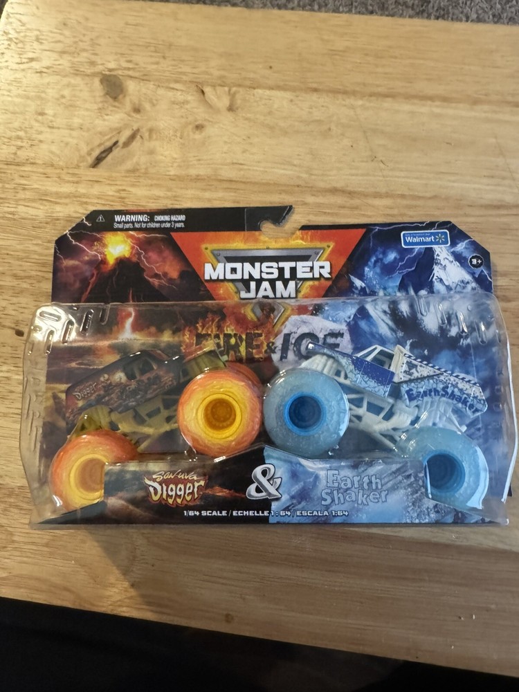 MONSTER JAM TRUCKS Fire & Ice~SON UVA DIGGER/EARTHSHAKER Brand NIB WAL-MART
