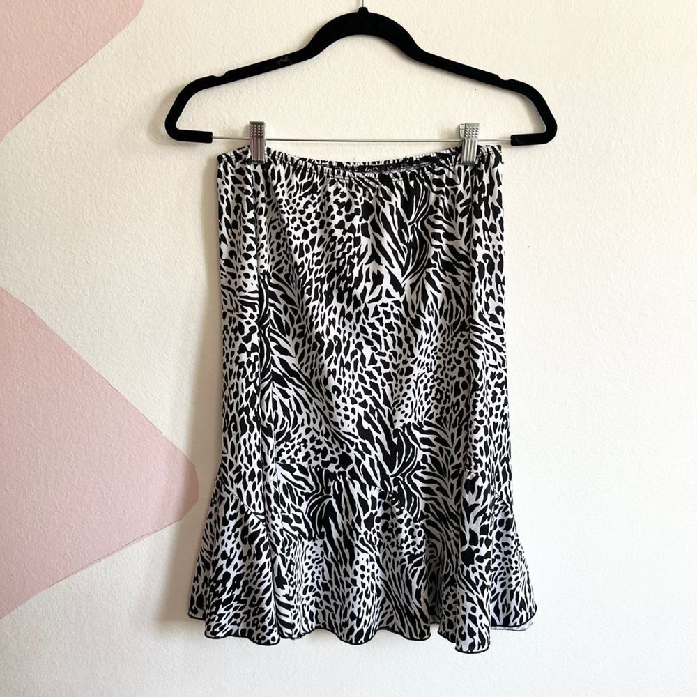 Zebra Print Maxi Skirt, Y2K 2000s Grunge Boho Festival Small