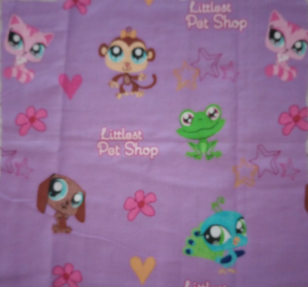littlest pet shop fun fabric sheet scrap 14 x 13 inch 1pc  used