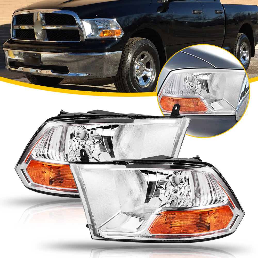 For 2009 2010 2011 2012 Dodge Ram 1500 2500 3500 Chrome LH+RH Headlights/lam EXA