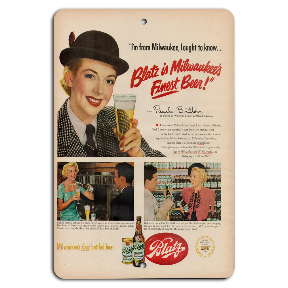 Vintage Blatz Beer Milwaukee Brew Ad Retro Tribute Poster