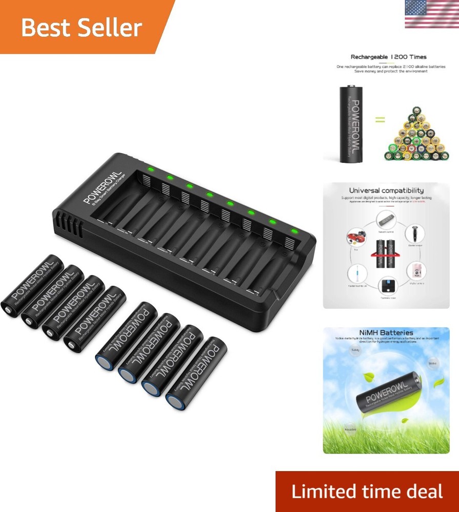 Rechargeable AA Batteries with Charger, 8 Pack of 2800mAh High Capacity Low S...