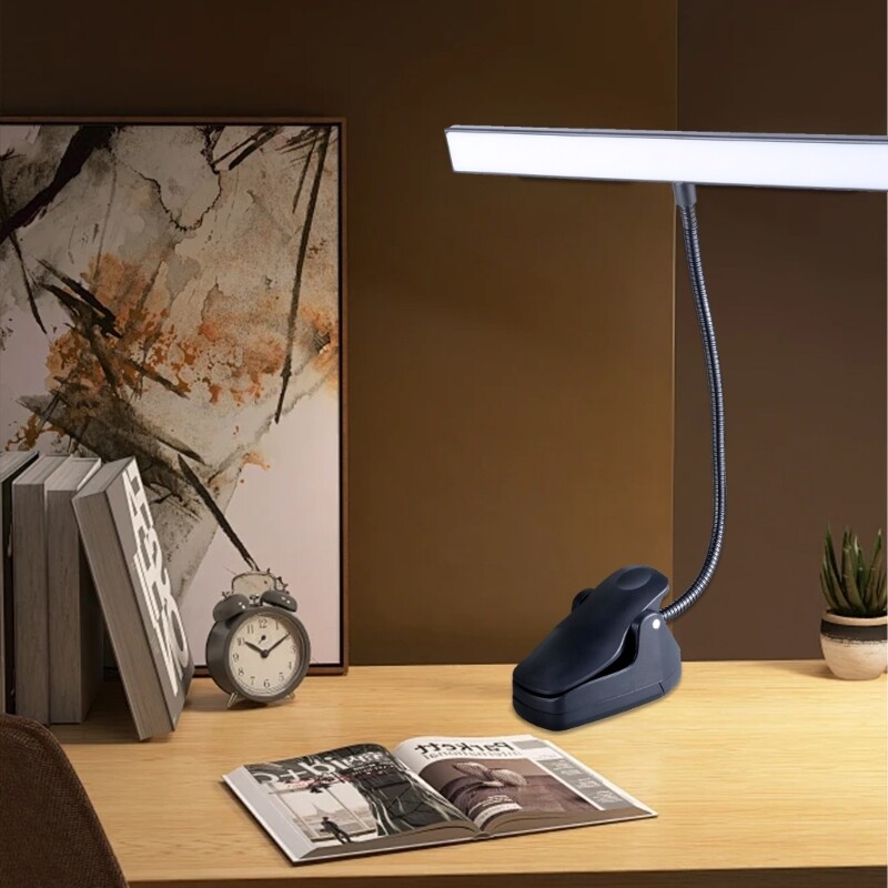 Portable LED Reading Lamp with Clamp USB Charging 3 Light Color for Home Office
