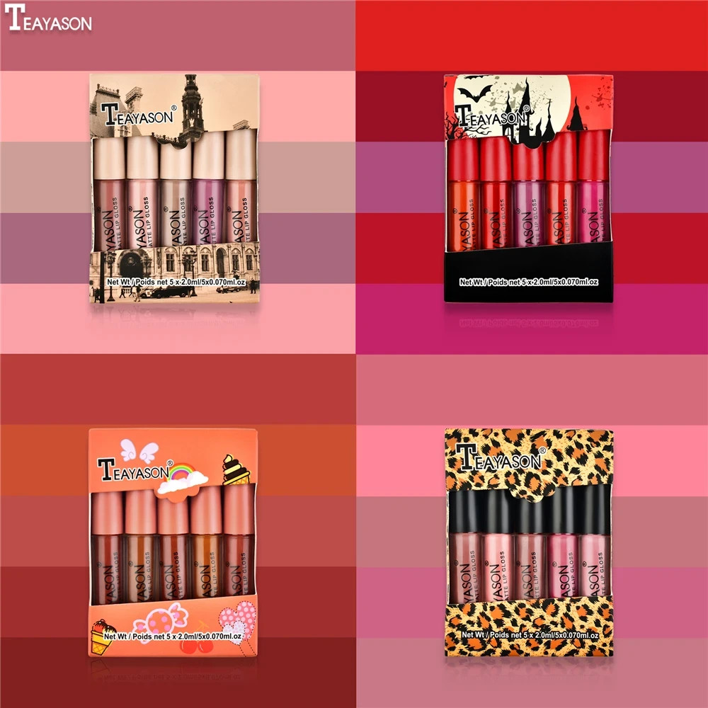 5Pcs Matte Velvet Lipstick Set Waterproof Long Lasting Sexy Lip Makeup